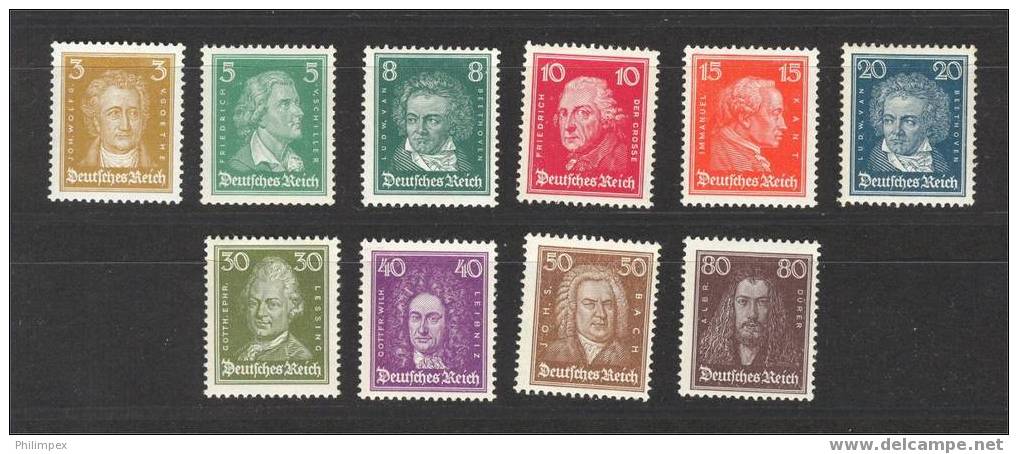 GERMANY, PERSONALITIES 1926, 10 STAMPS NEVER HINGED **! - Unused Stamps