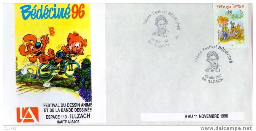 BEDECINE 2002 Festival D´Illzach FRANCE 3467 (o) Enveloppe Vierge Avec Cachet + Timbre De BOULE & BILL De ROBA + Adhésif - Comics
