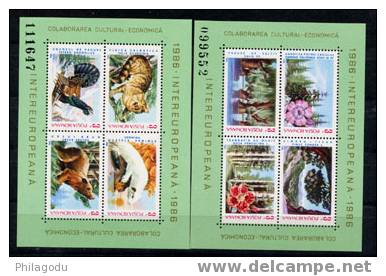 Roumanie 1986, Protection De La Nature ; Faune Et Flore Européenne  Felin Coq Ours  Bear Wildcat - Neufs