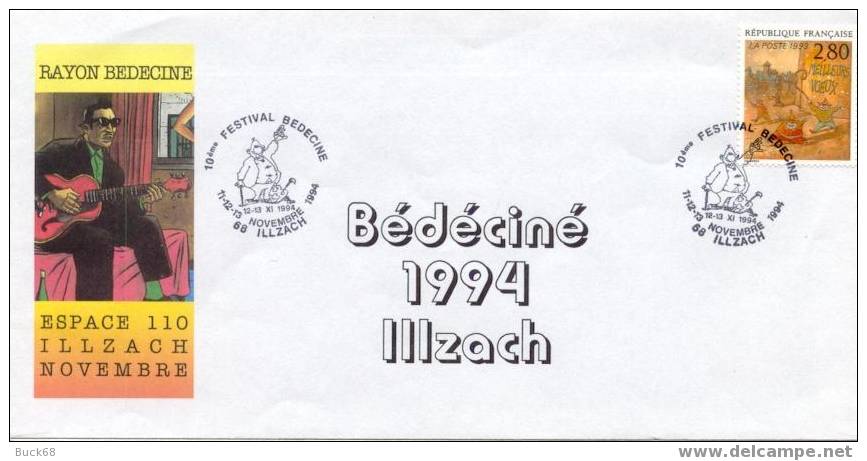 BEDECINE 1994 ILLZACH Enveloppe Avec Cachet Officiel Michel GREG & Achille TALON 1 - Cómics