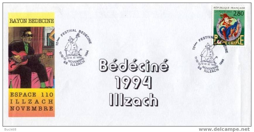 BEDECINE 1994 ILLZACH Enveloppe Avec Cachet Officiel Michel GREG & Achille TALON 8 - Stripsverhalen