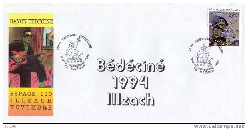 BEDECINE 1994 ILLZACH Enveloppe Avec Cachet Officiel Michel GREG & Achille TALON 11 - Cómics