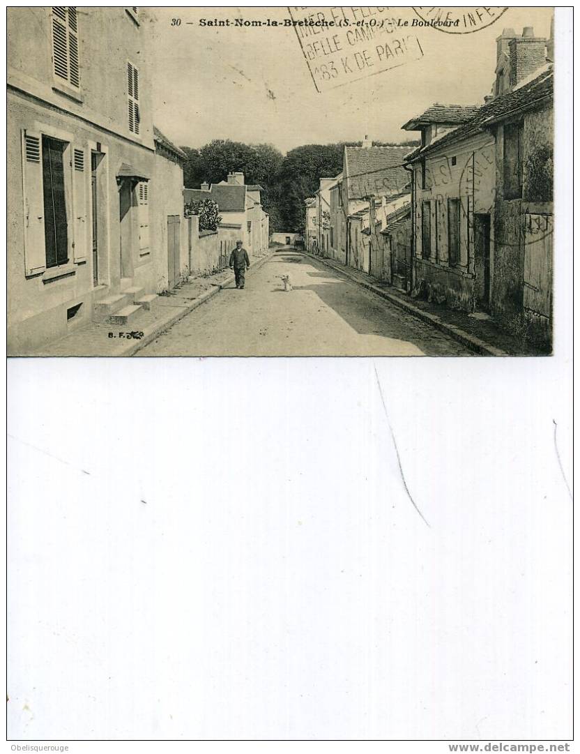 78 ST NOM LA BRETECHE LE BOULEVARD N ° 30 HOMME ET CHIEN BF  1928 - St. Nom La Breteche