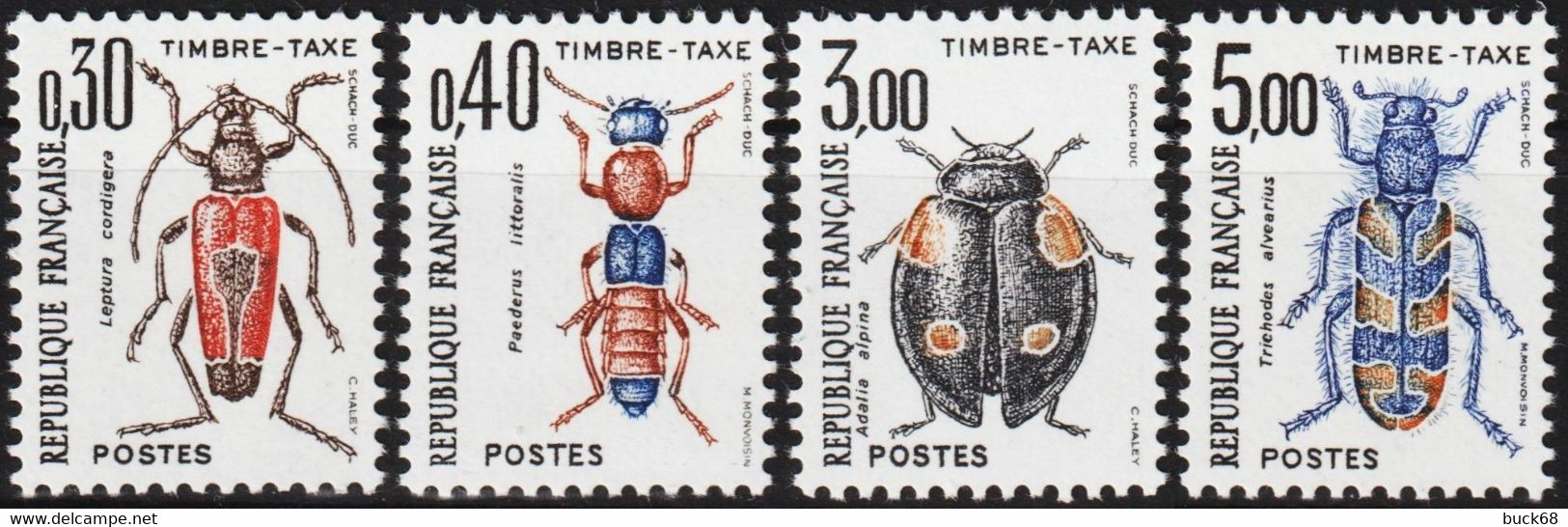 FRANCE Taxe 109 à 112 ** MNH Insecte Coléoptère 1983 Sous La Faciale - 1960-... Ungebraucht