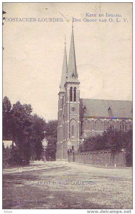 OOSTAKKER-LOURDES = Der Groot Van O.L.V. - Kerk En Ingang (Marcovici)  1911 - Andere & Zonder Classificatie