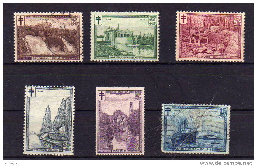 Belgique 1929 +   Les Sites  Touristiques  Bateau  Cascades  Brugge  Dinant  293/298* - Neufs