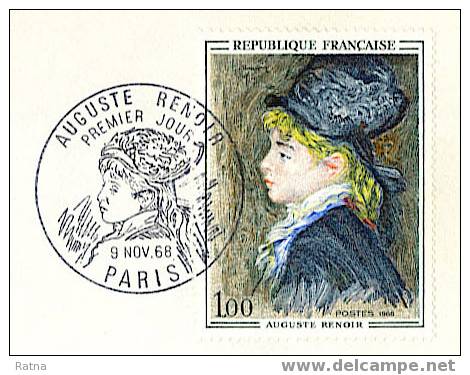 France : 1er Jour Lettre Entiere Renoir, Peinture, Impressionniste, Art, Portrait - Impressionismus