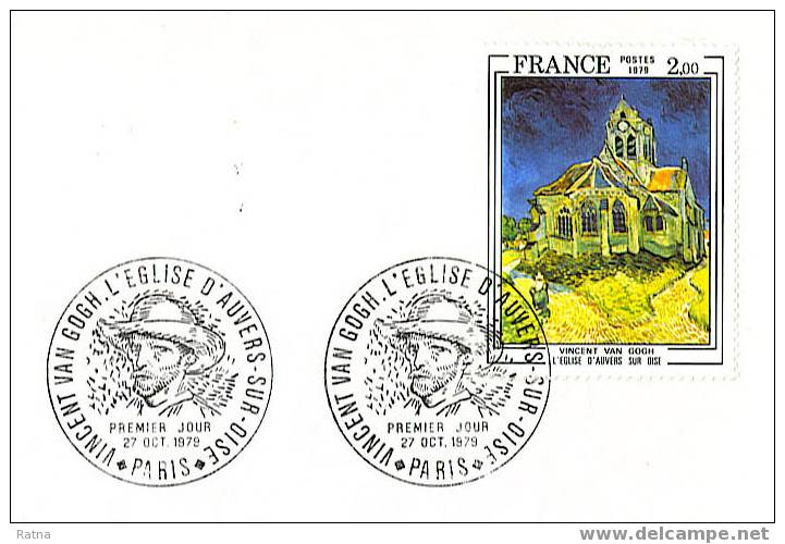 France : 1er Jour Van Gogh, Peinture, Impressionniste, Art, Jaune, Eglise Auvers Sur Oise - Impresionismo