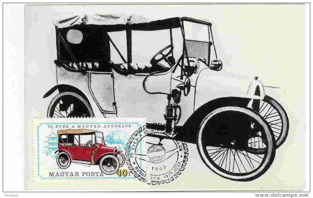 Hungary-1975 75th Anniversary Auto Club Maximum Card 40f Arrow 1915 - Cars