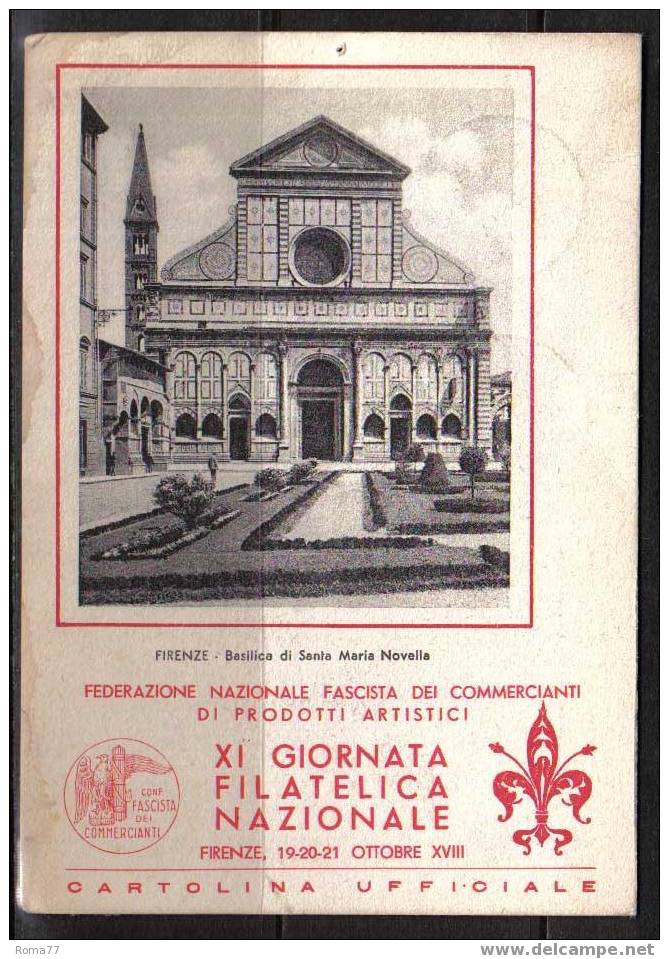 BOL112 - REGNO, FIRENZE: GIORNATA FILATELICA  20/10/1940 - Bourses & Salons De Collections