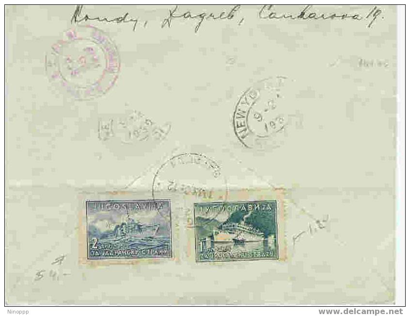 Jugoslavia-1939 Registered Cover  Sent To New York ,cars ,Ships - Cars