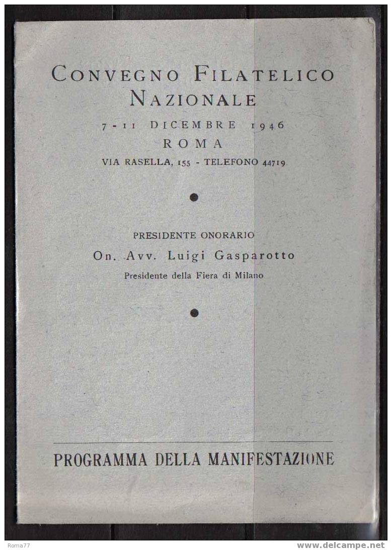 BOL255 - REPUBBLICA , BROCHURE DEL CONVEGNO DI ROMA DEL 1946 - Sammlerbörsen & Sammlerausstellungen