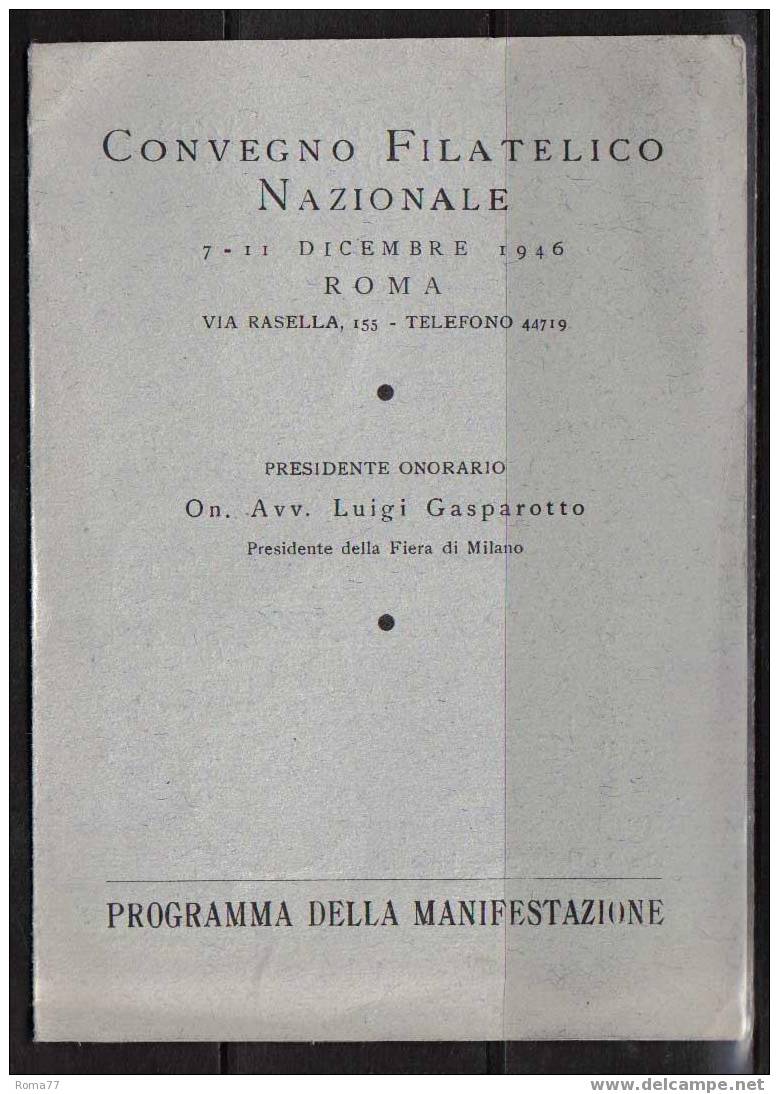 BOL255 - REPUBBLICA , BROCHURE DEL CONVEGNO DI ROMA DEL 1946 - Bolsas Y Salón Para Coleccionistas