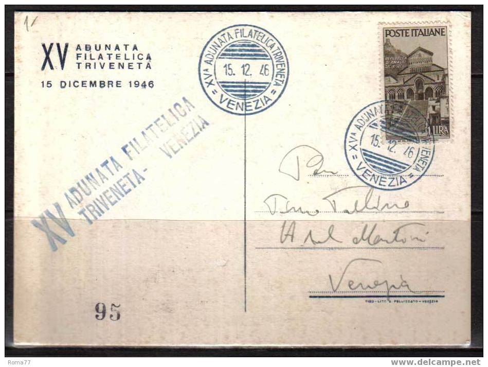 BOL264 - VENEZIA, ADUNATA FILATELICA  15/12/1946 - Bourses & Salons De Collections