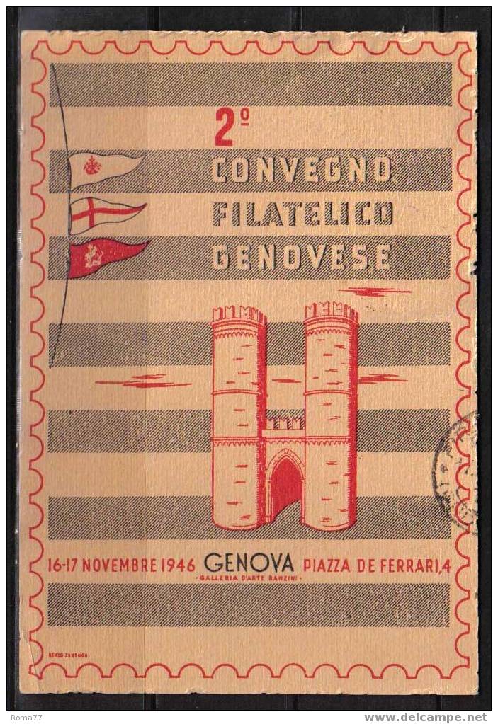 BOL349 - GENOVA, CONVEGNO FILATELICO  15/11/1946 - Bourses & Salons De Collections