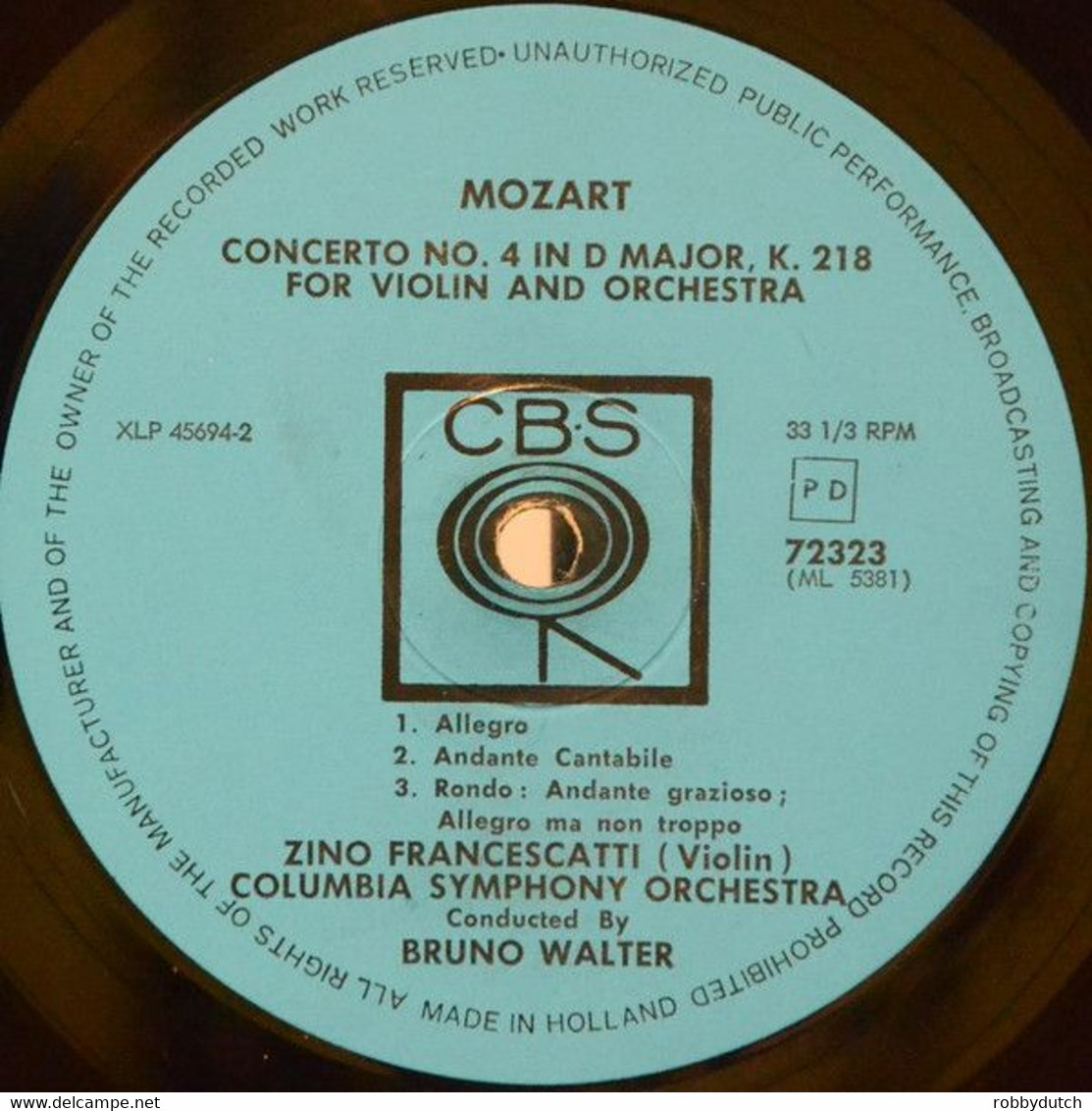 * LP * MOZART - VIOLIN CONCERTO - FRANCESCATTI / WALTER - Clásica