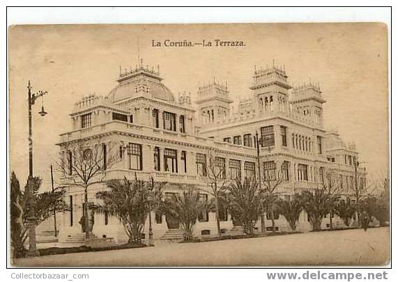 SPAIN Vintage Postcard LA CORUÑA Galicia La Terraza Architecture Building - La Coruña