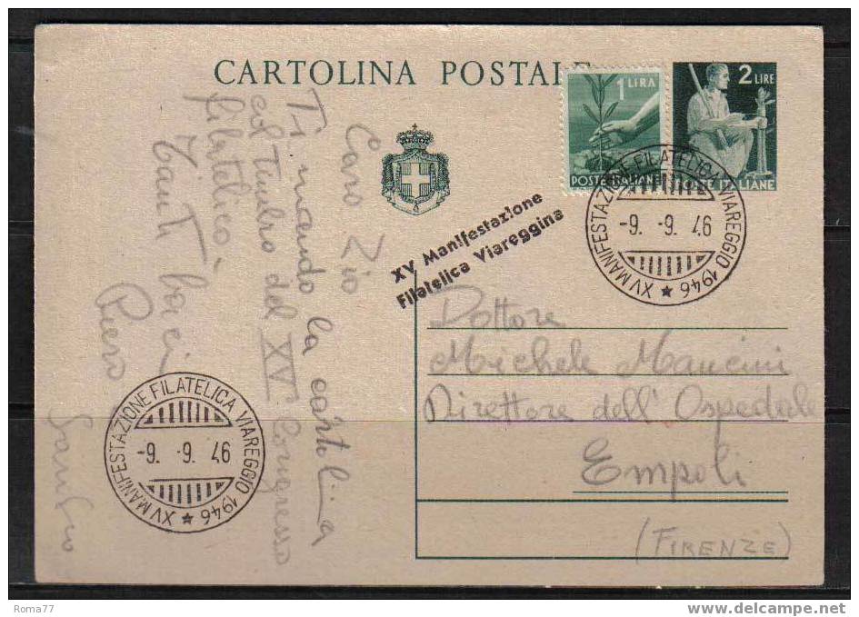 BOL357 - CARTOLINA POSTALE DA 2 LIRE : VIAGGIATA IL 9/9/1946 - Interi Postali