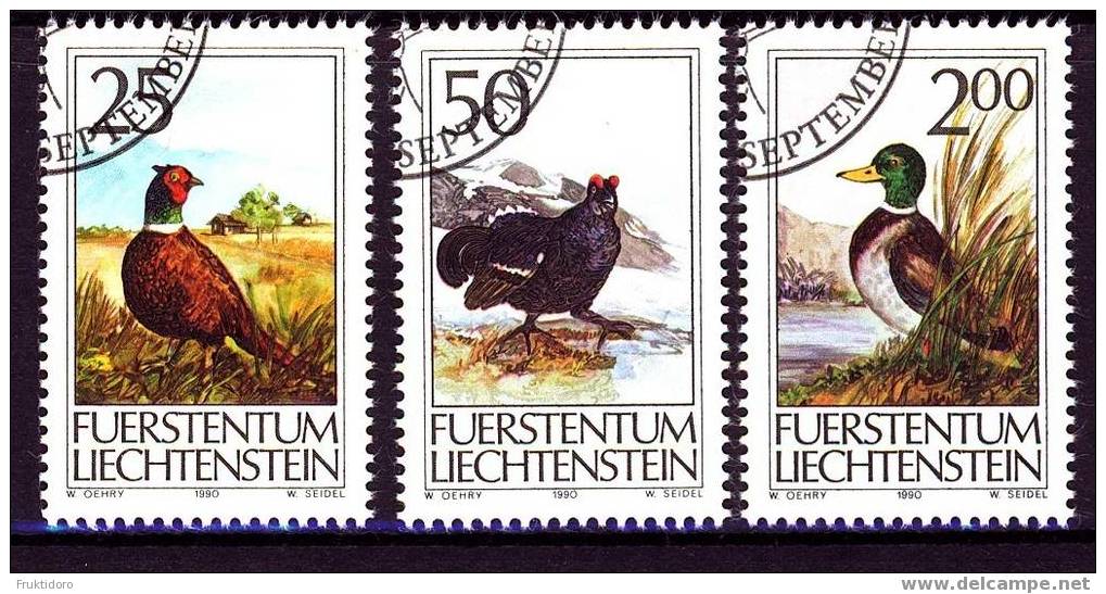 Liechtenstein Mi 997-999 Jagd II / Hunting II - 1990 - Used Stamps