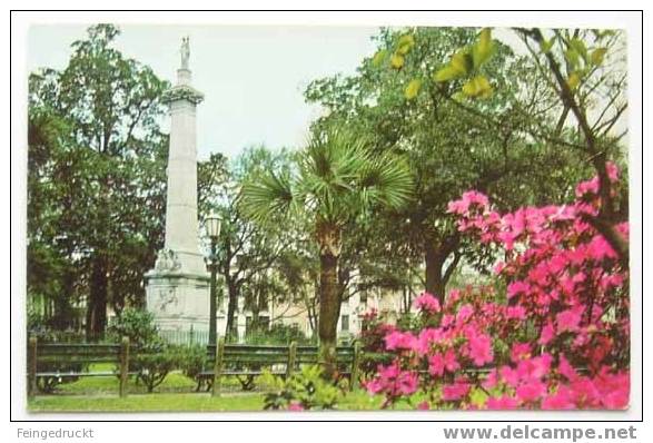 D 2814 - Pulaski Monument, Monterey Square, Savannah, Georgia - CAk - Savannah