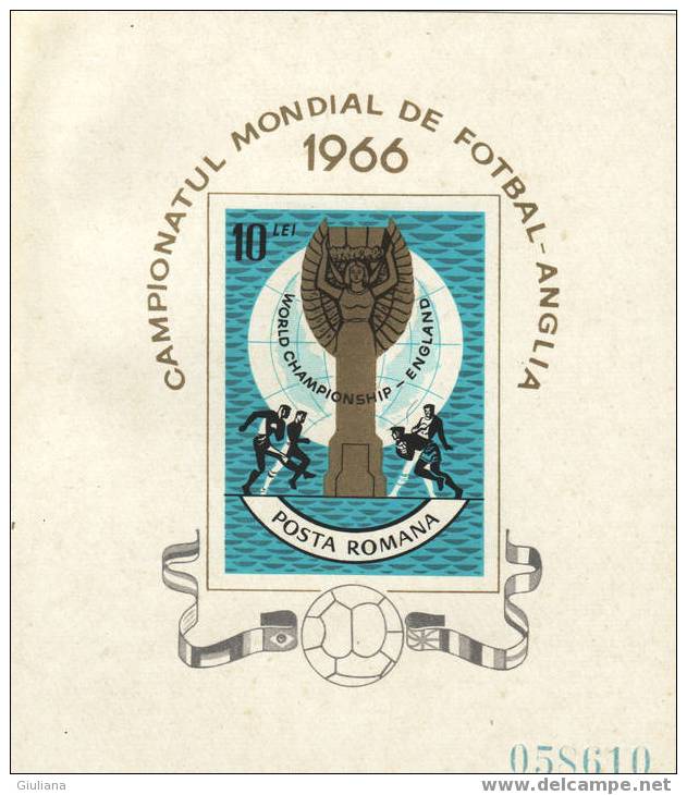 ROMANIA - Foglietto N. 62**,Yvert, Mondiali Inghilterra 66 - 1966 – England