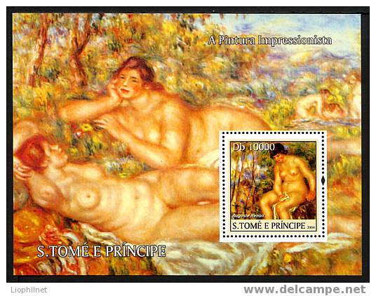 ST-THOMAS SAO TOME E PRINCIPE 2004, 1 Bloc Luxe NUS De RENOIR, Neuf / Mint - Desnudos