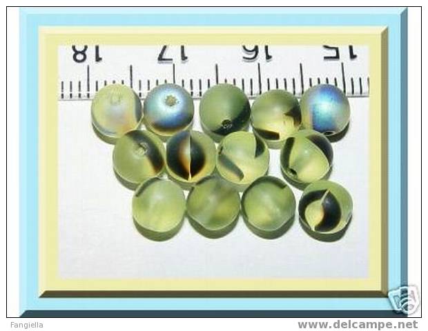 Lot De 10 Perles Tchèques 6 Mm - Une Belle Harmonie De Tons Jaune/vert, Bleu Et Noir ! - Perles