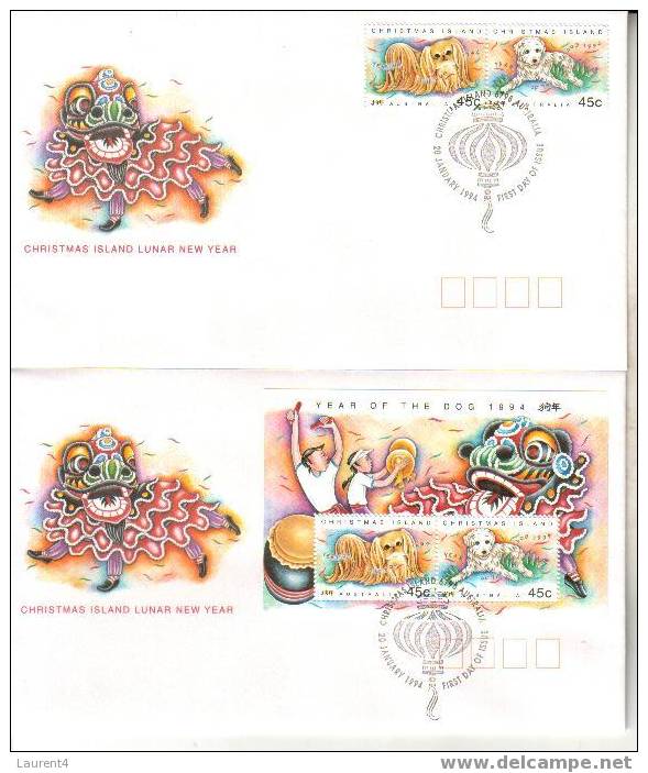 1 FDC Christmas Island 1994 - 1 Enveloppe Premier Jour 1994 - Chien - Annee Lunaire Chinoise - Christmaseiland