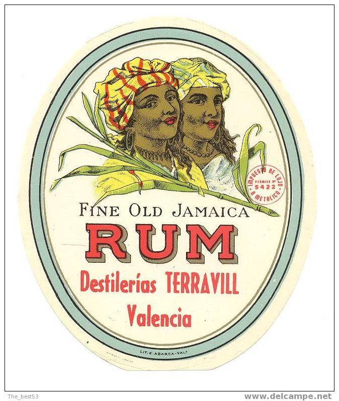 Etiquette De Rhum Jamaïque  -  Terravill  Valencia  (Espagne) - Rhum