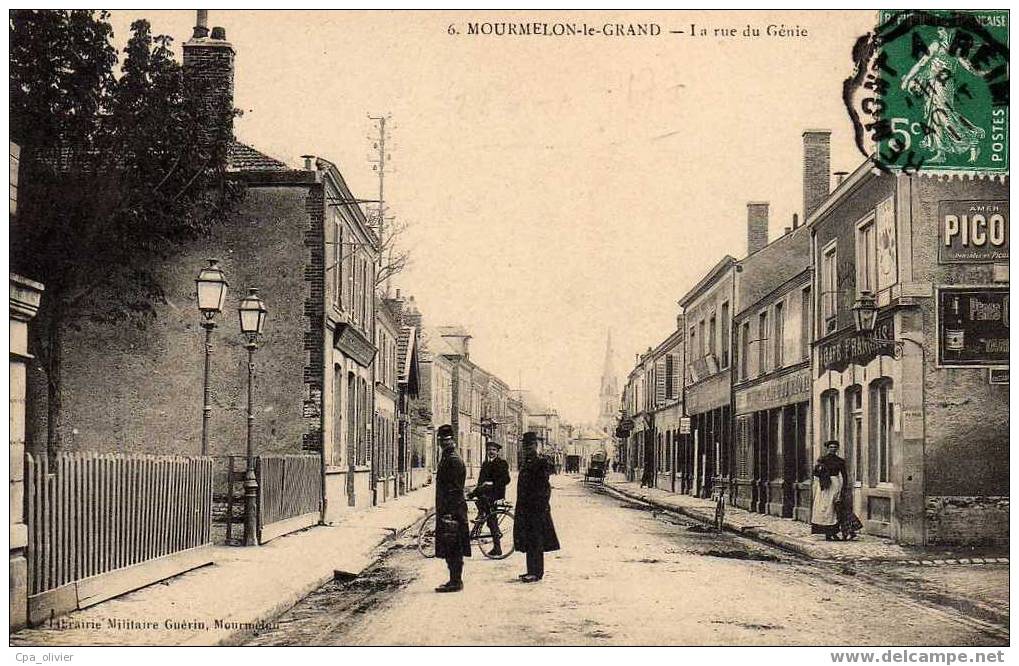 51 MOURMELON LE GRAND Rue Du Génie, Animée, Commerces, Ed Guérin 6, 1911 - Mourmelon Le Grand