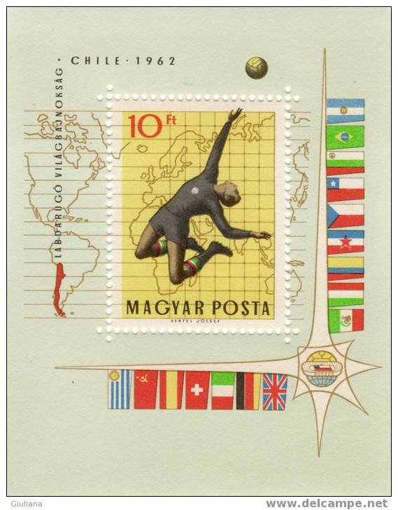 UNGHERIA  - Foglietto N. 41**,Yvert, Mondiali Cile 62 - 1962 – Cile