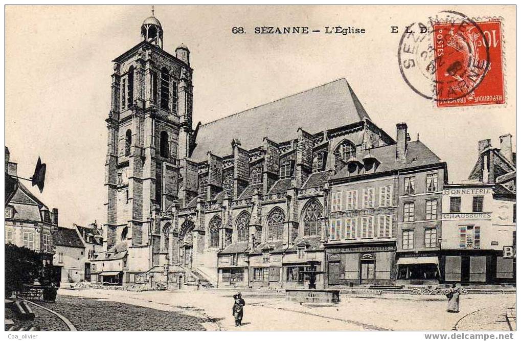 51 SEZANNE Eglise, Place, Animée, Ed ELD 68, 1908 - Sezanne