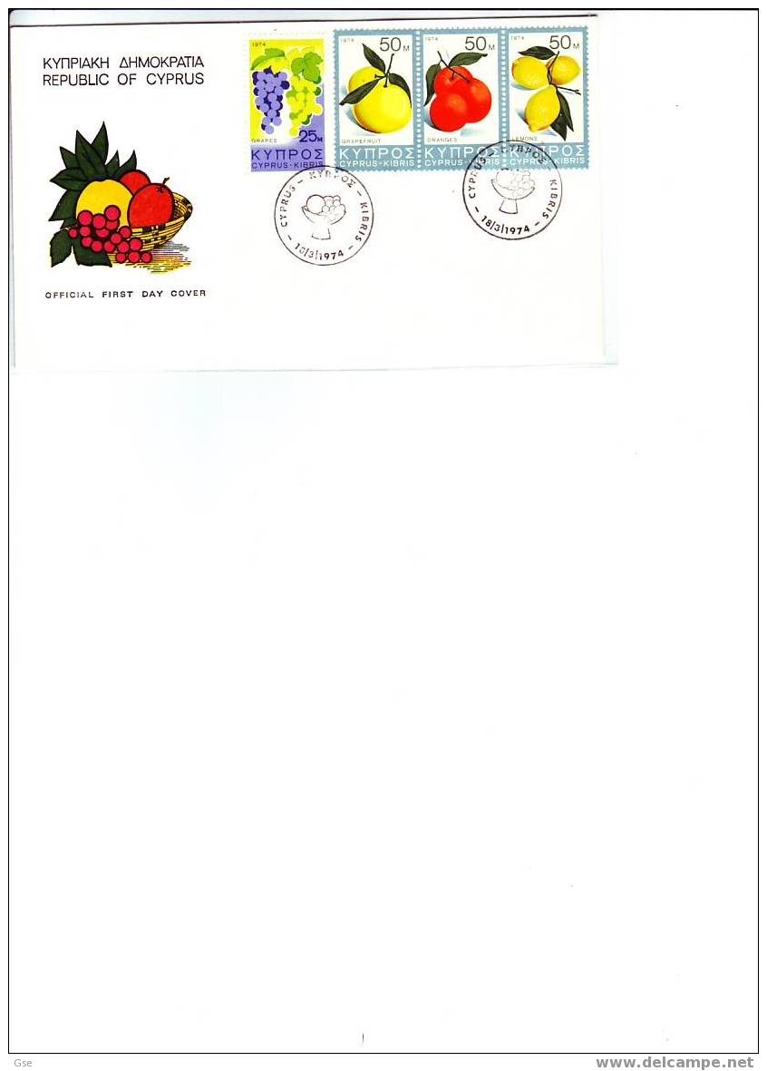 CIPRO 1974 - FDC - Yvert  397/400 - Ill. Special Cancel (Agrumi - Uva) - Brieven En Documenten