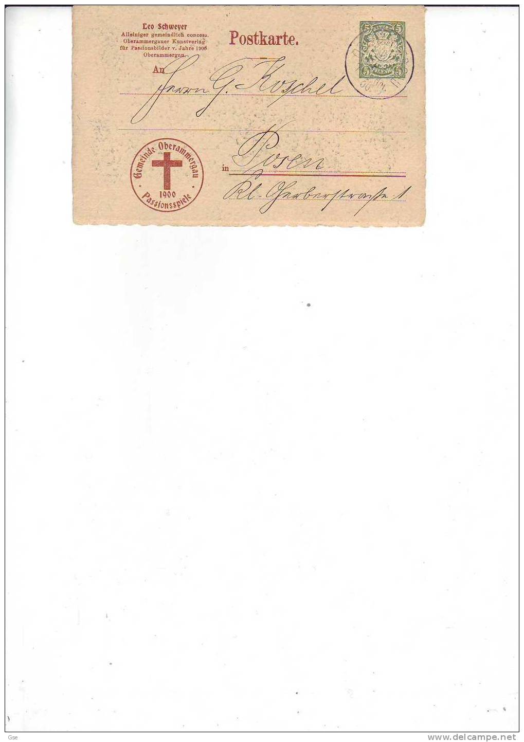 BAVIERA 1900 - CP - "Passionspiele" - Postal  Stationery