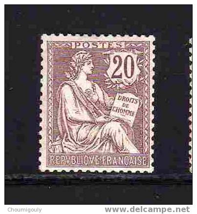 FRANCE 1902 Y&T 126 "TYPE MOUCHON 20 C BRUN-LILAS" NEUF SANS CHARNIERE XX TTB - Nuevos