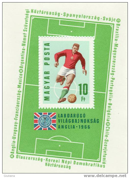 UNGHERIA   - Foglietto N. 59 ** Mondiali Inghilterra 66 - 1966 – Inglaterra