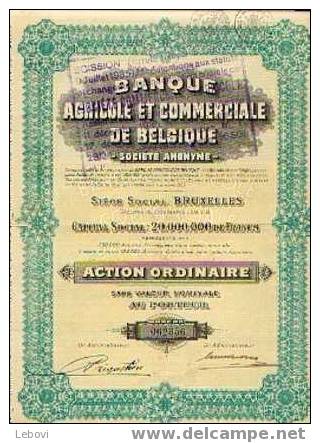 BRUXELLES - Banque Agricole Et Commerciale De Belgique - Action Ordinaire - Agricultura