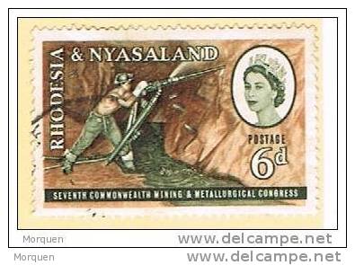 Lote 4 Sellos RODESIA NYASSALAND Num 1, 3, 7, 39 º - Rhodesië & Nyasaland (1954-1963)