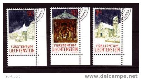Liechtenstein Mi 1050-1052 Christmas - Chapel Of St Mamertus In Triesen - Holy Family - St Mary Chapel 1992 - Used Stamps