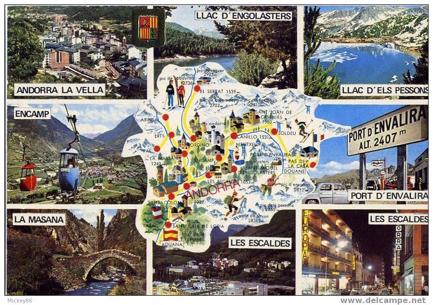 AND--VALLS D´ANDORRA--Divers Aspects,vues Diverses,carte Géographique,cpm N°184 Par Comercial Escudo De Oro - Cartes Géographiques