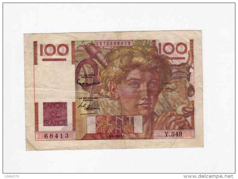 100 FRANCS JEUNE PAYSAN - 1953 (L.4-6-1953.L.)A Voir ! - 100 F 1945-1954 ''Jeune Paysan''