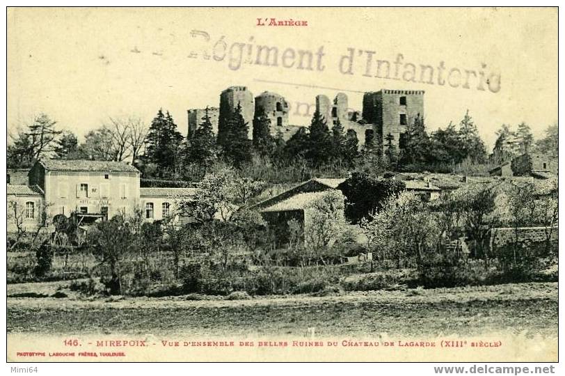 D.09. MIREPOIX . VUE D'ENSEMBLE DES BELLES RUINES DU CHATEAU DE LAGARDE (XII  SIECLE) - Mirepoix