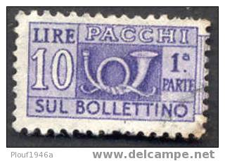 Pays : 247,1 (Italie : République) Yvert Et Tellier N° : CP   74 (o)  Moitié De Timbre Gauche - Paketmarken