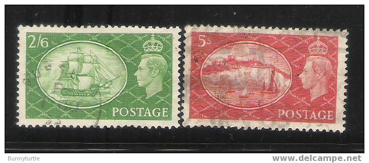 Great Britain 1951 HMS Victory And Dover White Cliffs Used - Used Stamps