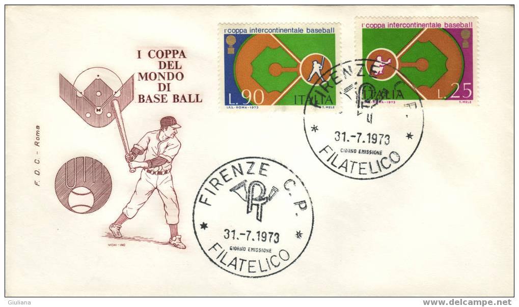 Tematica Baseball - Italia 1^ Coppa Intercontinentale Di Baseball 31/7/73 - Base-Ball