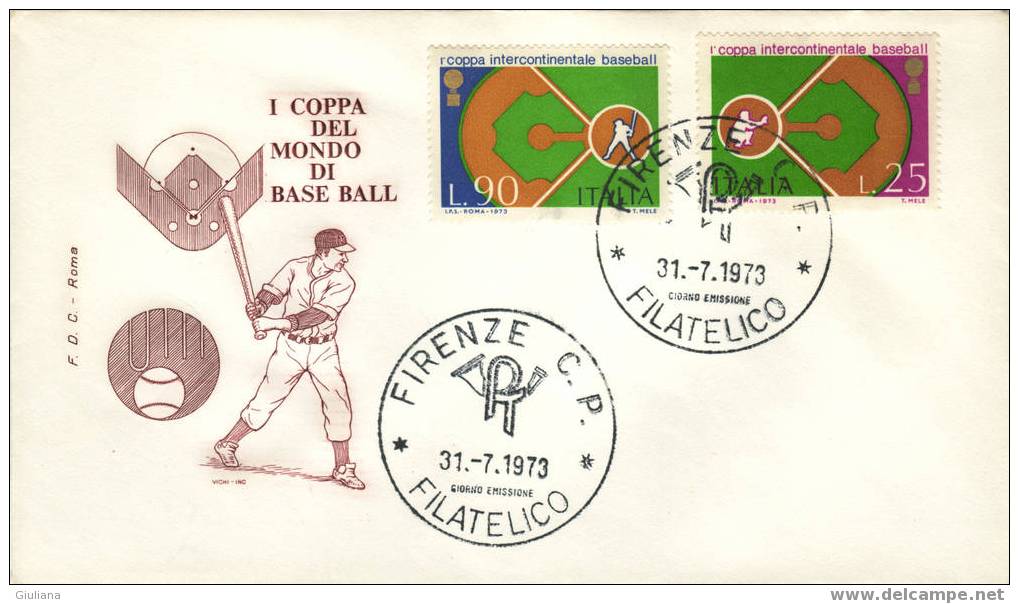 Tematica Baseball - Italia 1^ Coppa Intercontinentale Di Baseball 31/7/73 - Béisbol