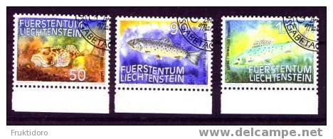 Liechtenstein Mi 922-924 Fische - Fishes - 1987 - Gebraucht