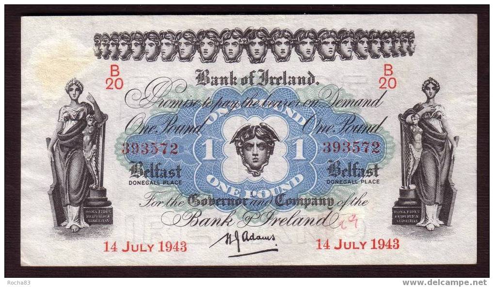 Billet  -  IRLANDE Du NORD  - 1 Pound   - 14 07 1943  - Pick 55b - Irlande