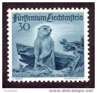 Liechtenstein Mi 254 Hunting II - Alpine Marmot (Marmota Marmota) - 1947 - Unused Stamps