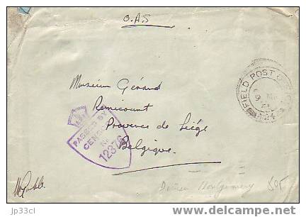 Lettre En Franchise Militaire  (O.A.S.) Du 9/3/1945 Avec Cachet "Passed By Censor N° 12376" - Marcophilie